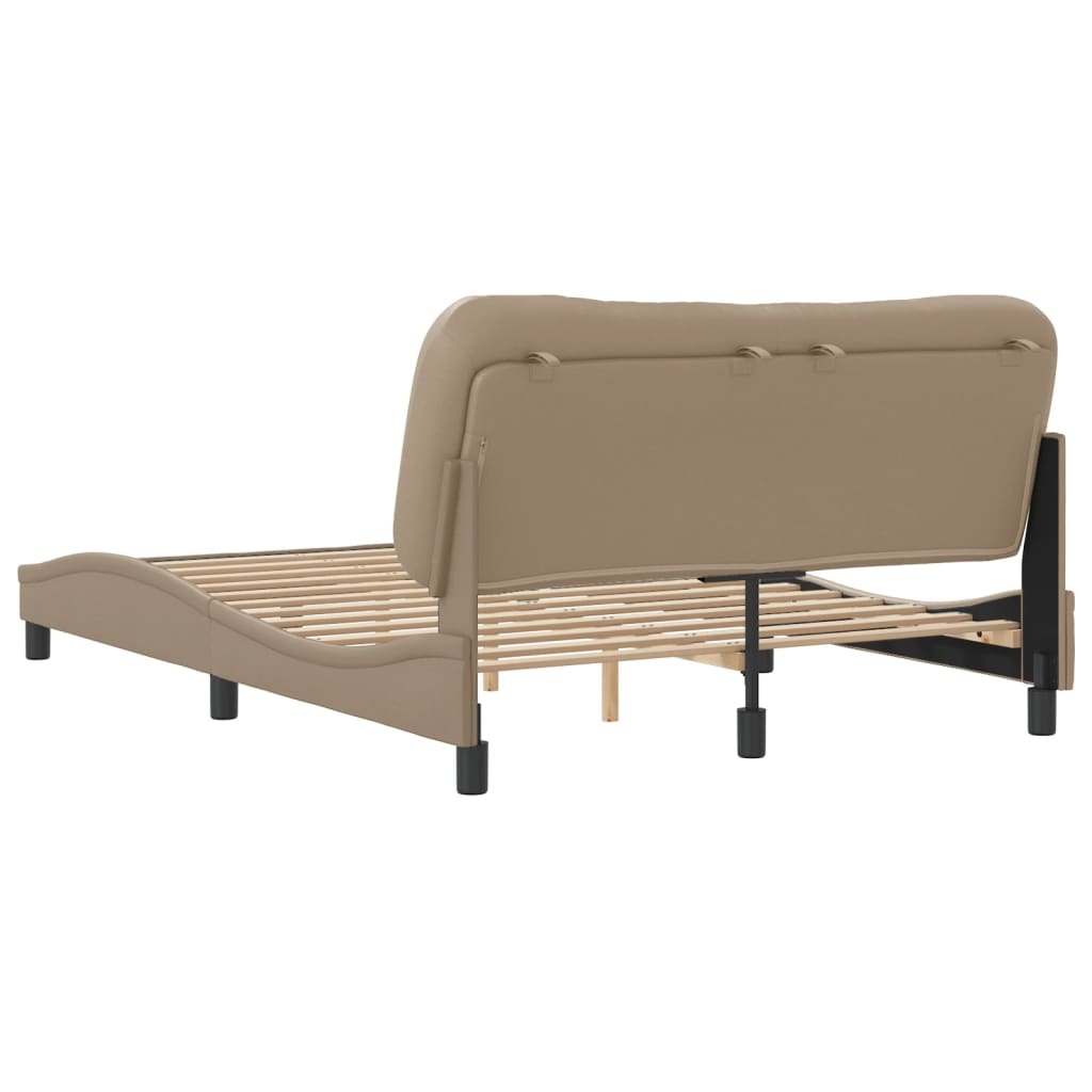 vidaXL Bedframe met hoofdbord kunstleer cappucinnokleurig 140x190 cm