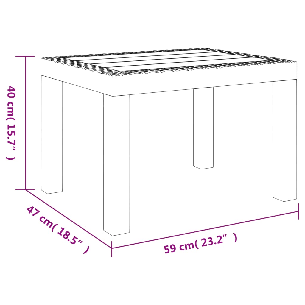 vidaXL Tuintafel 59x47x40 cm PP wit