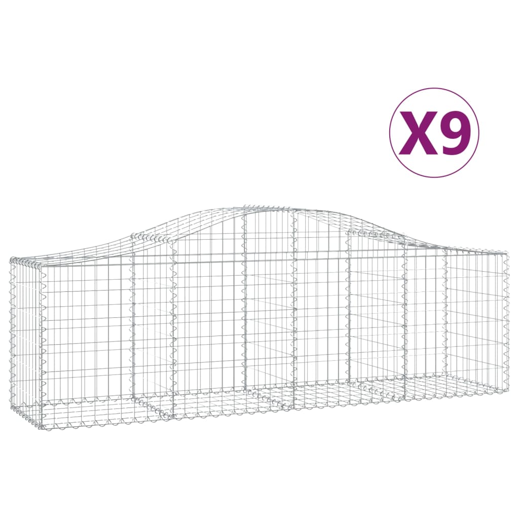 vidaXL Schanskorven 9 st gewelfd 200x50x60/80 cm gegalvaniseerd ijzer