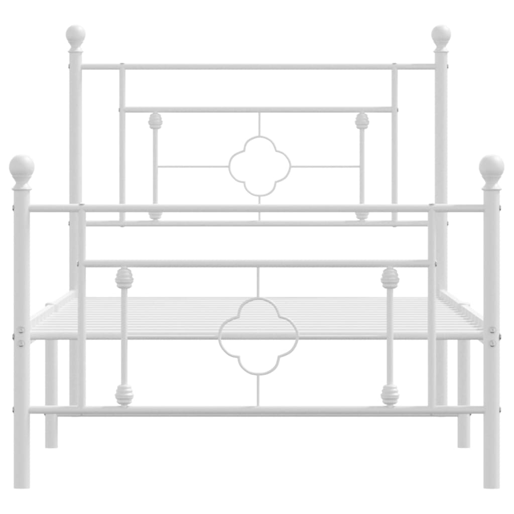 vidaXL Bedframe met hoofd- en voeteneinde metaal wit 100x200 cm