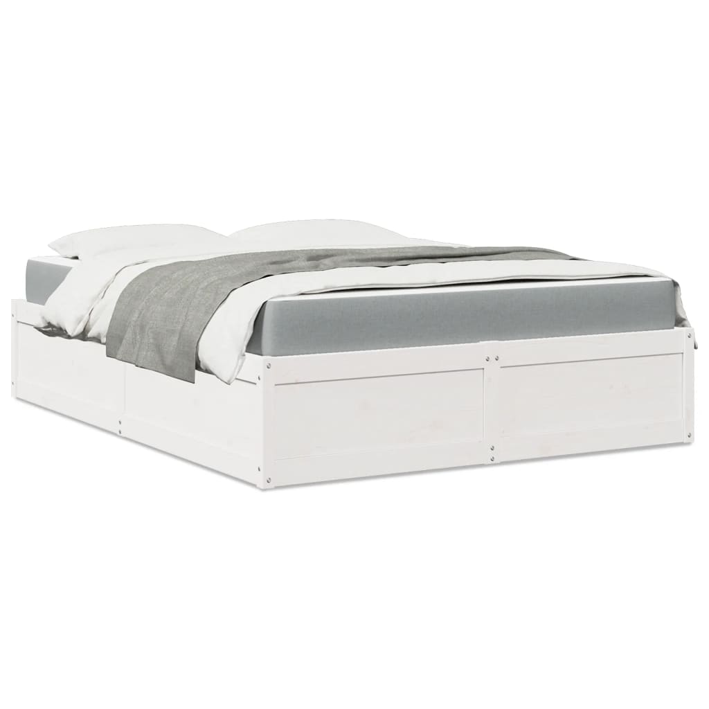 vidaXL Bed met matras massief grenenhout wit 140x200 cm