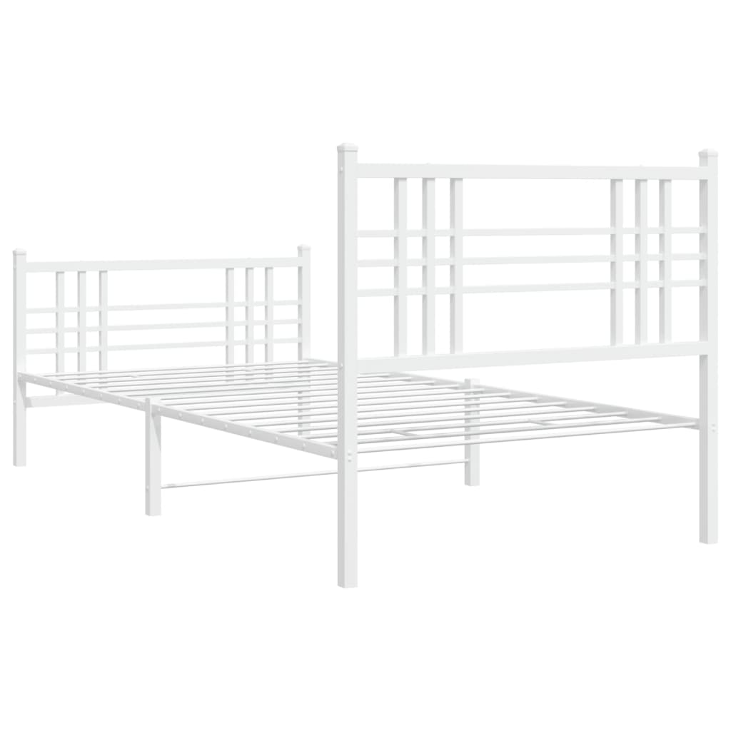 vidaXL Bedframe met hoofd- en voeteneinde metaal wit 100x190 cm