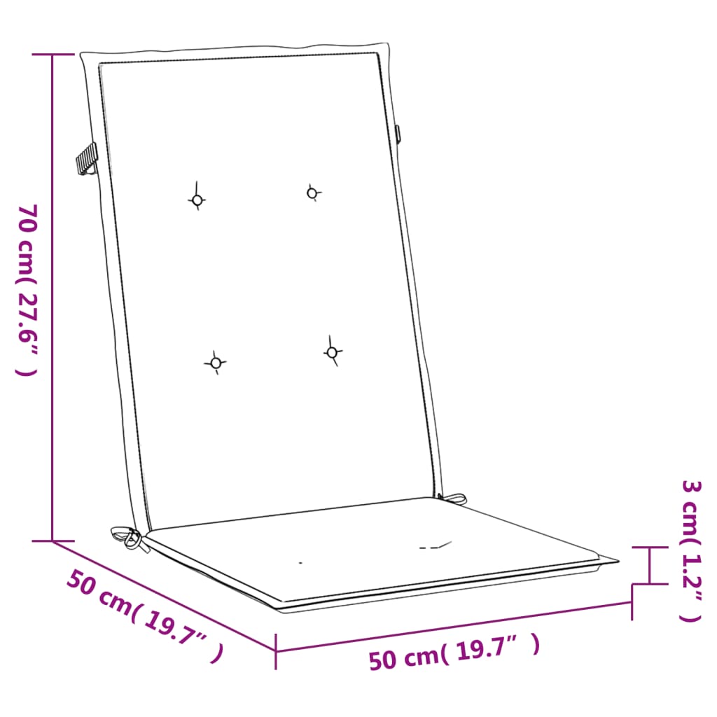 vidaXL Stoelkussens 6 st hoge rug bladpatroon stof