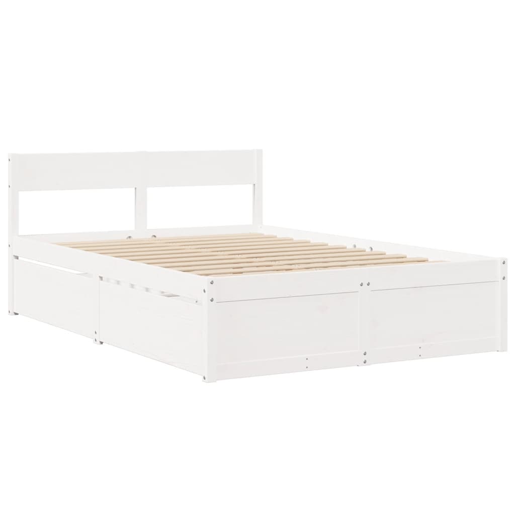 vidaXL Bedframe zonder matras massief grenenhout wit 120x190 cm