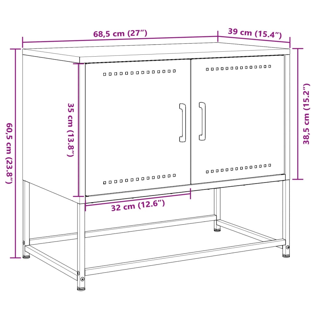 vidaXL Tv-meubel 68,5x39x60,5 cm staal antracietkleurig