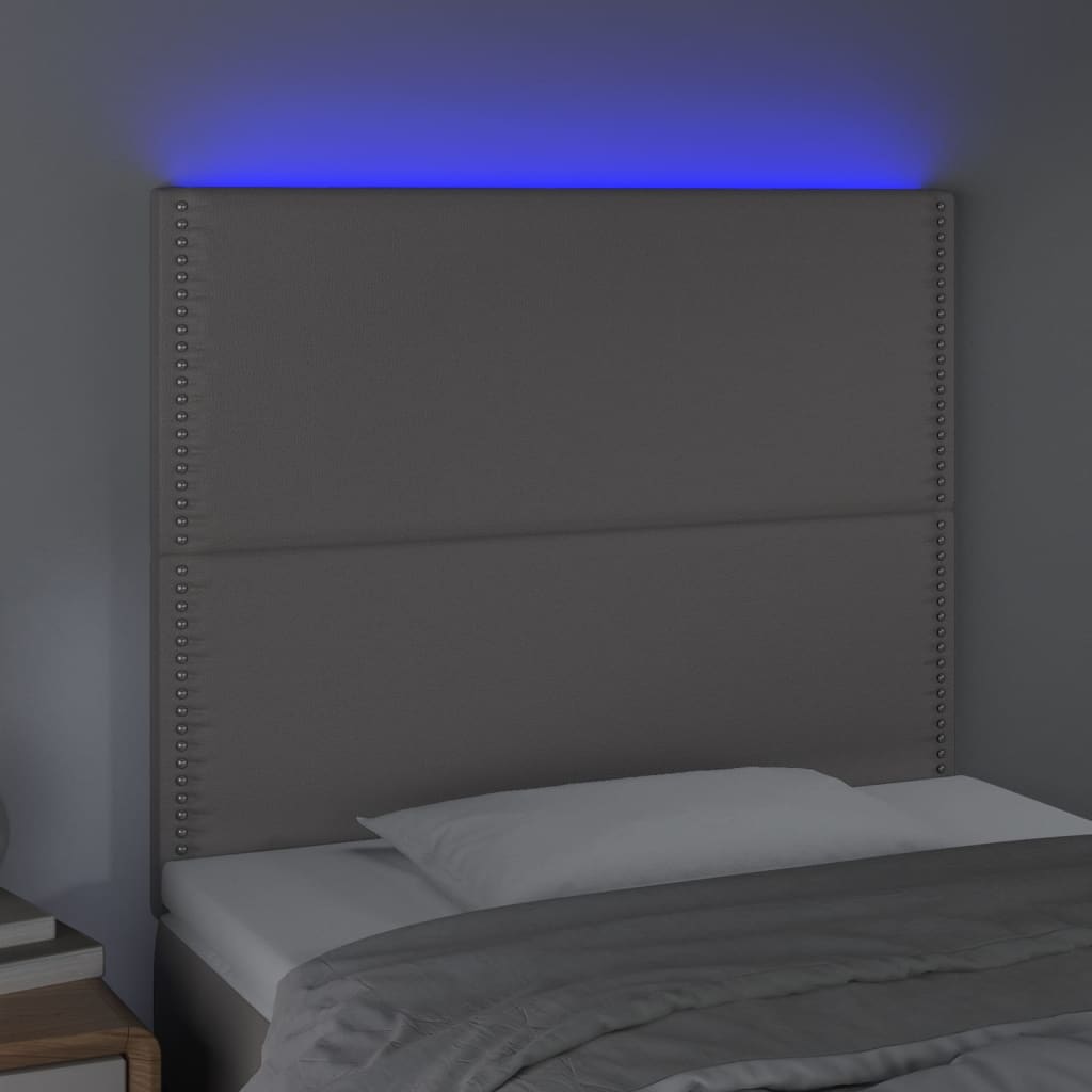vidaXL Hoofdbord LED 80x5x118/128 cm kunstleer grijs