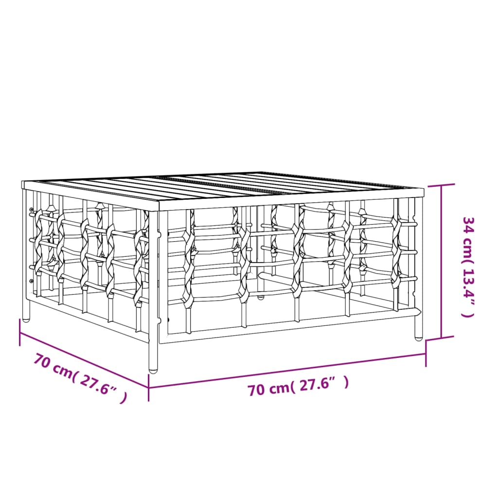 vidaXL Tuintafel 70x70x34 cm poly rattan antracietkleurig