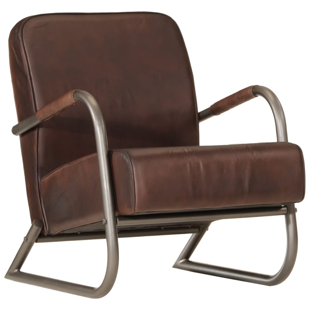 vidaXL Fauteuil echt leer bruin