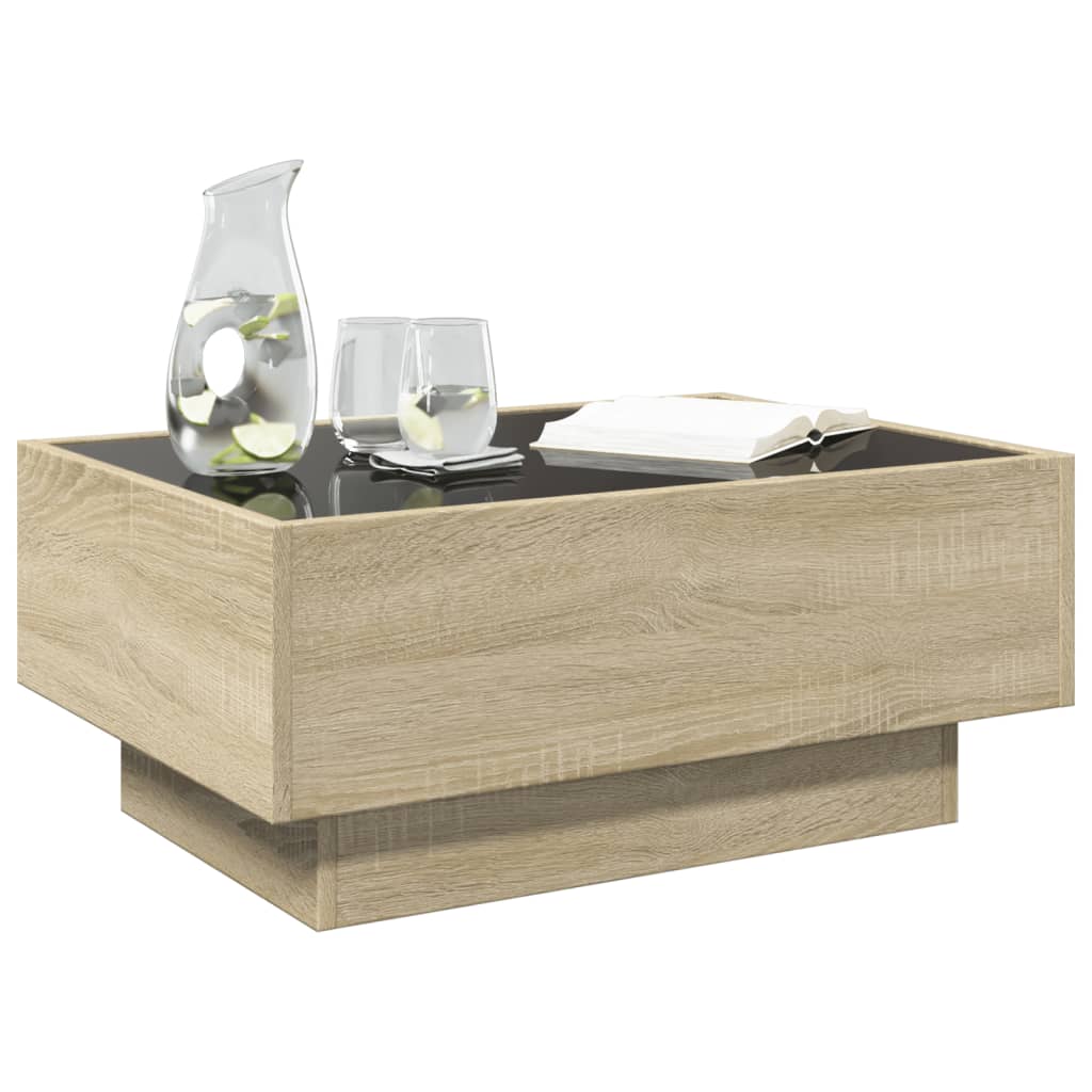 vidaXL Salontafel met LED 70x50x30 cm bewerkt hout sonoma eikenkleurig