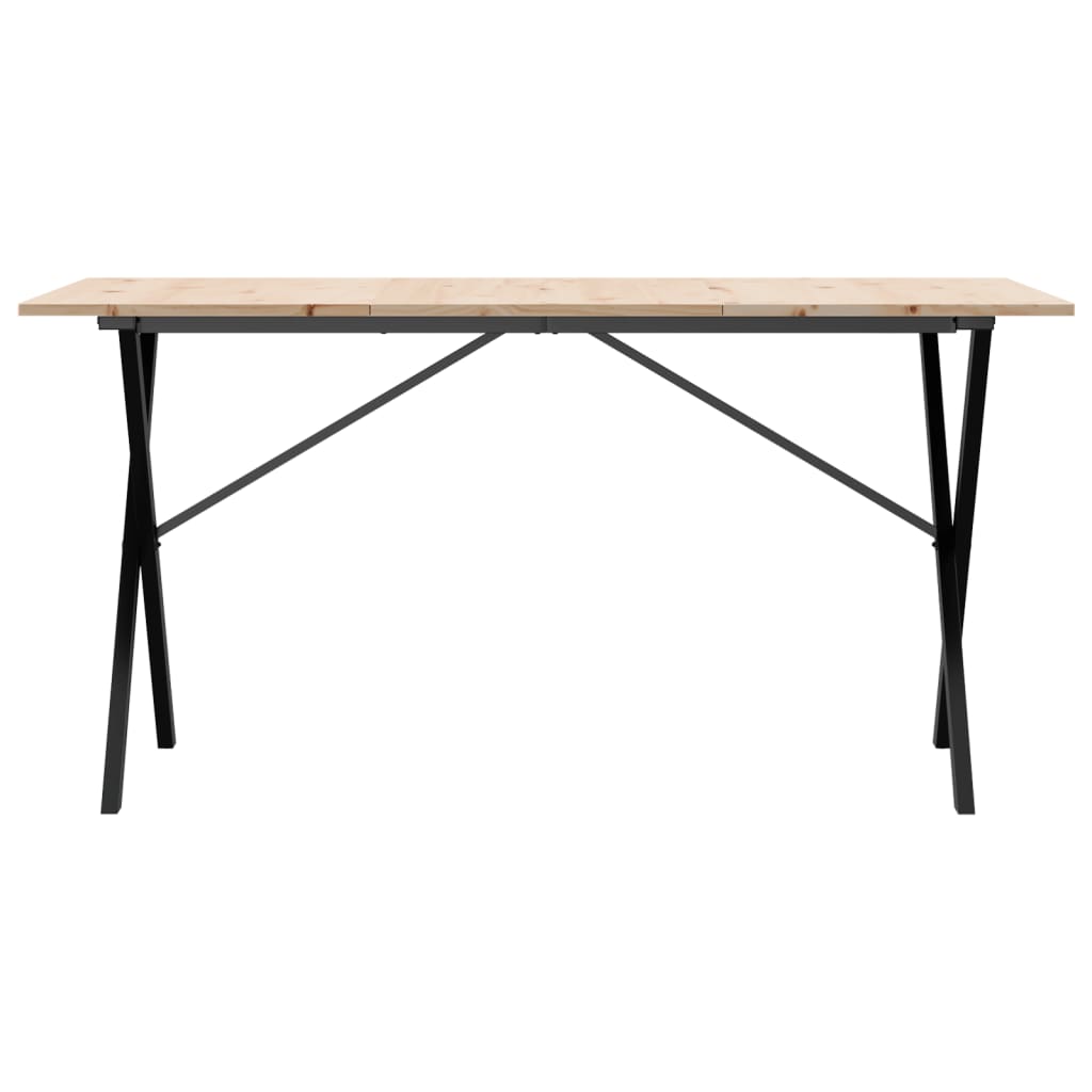 vidaXL Eettafel X-frame 160x80x75 cm massief grenenhout en gietijzer