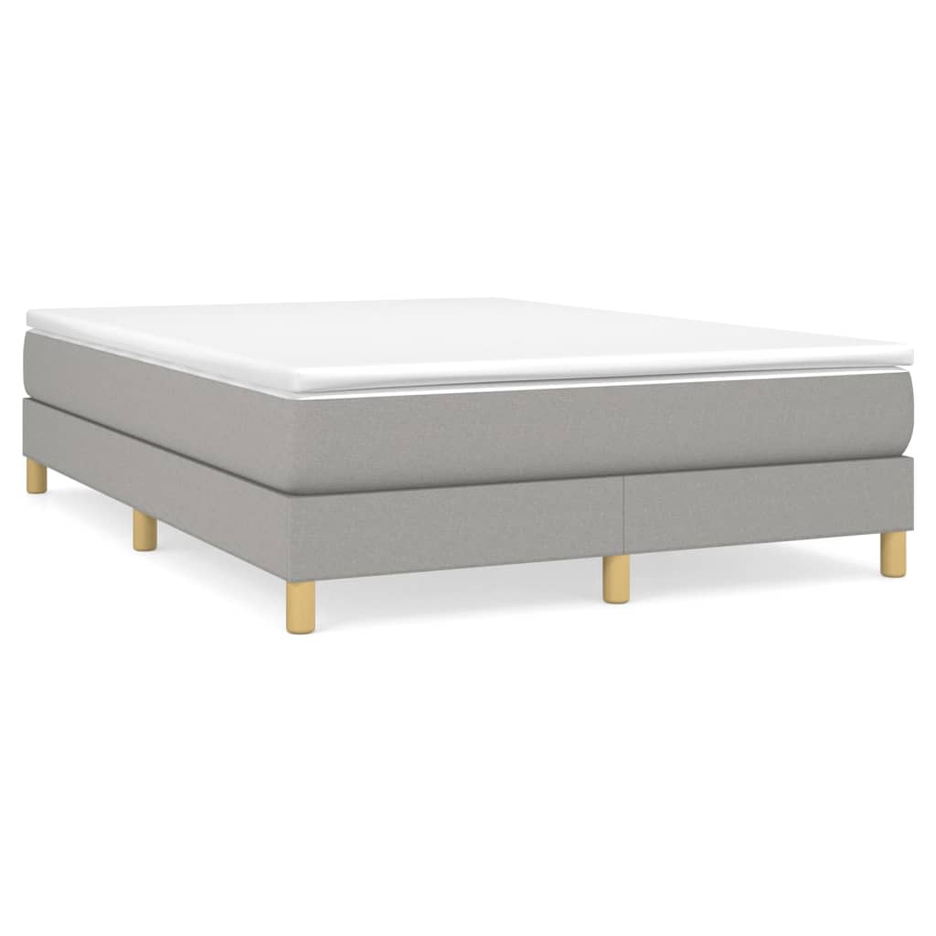 vidaXL Boxspring met matras stof lichtgrijs 140x190 cm