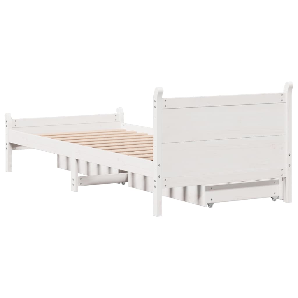 vidaXL Bedframe zonder matras massief grenenhout wit 90x200 cm