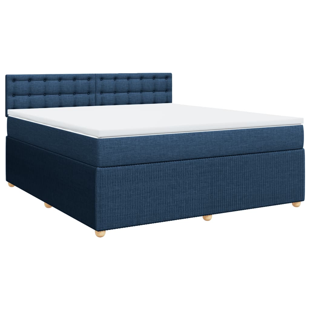 vidaXL Boxspring met matras stof blauw 180x200 cm