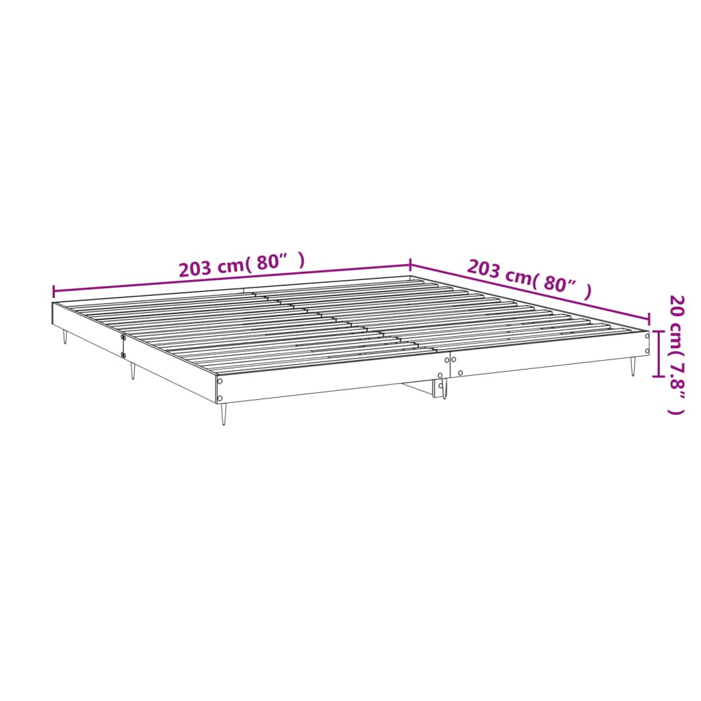 vidaXL Bedframe bewerkt hout hoogglans wit 200x200 cm