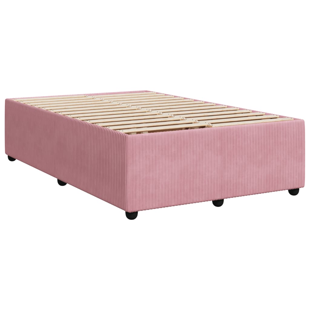 vidaXL Boxspring met matras fluweel roze 120x200 cm