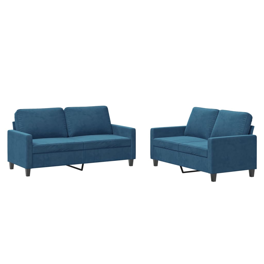 vidaXL 2-delige Loungeset met kussens fluweel blauw