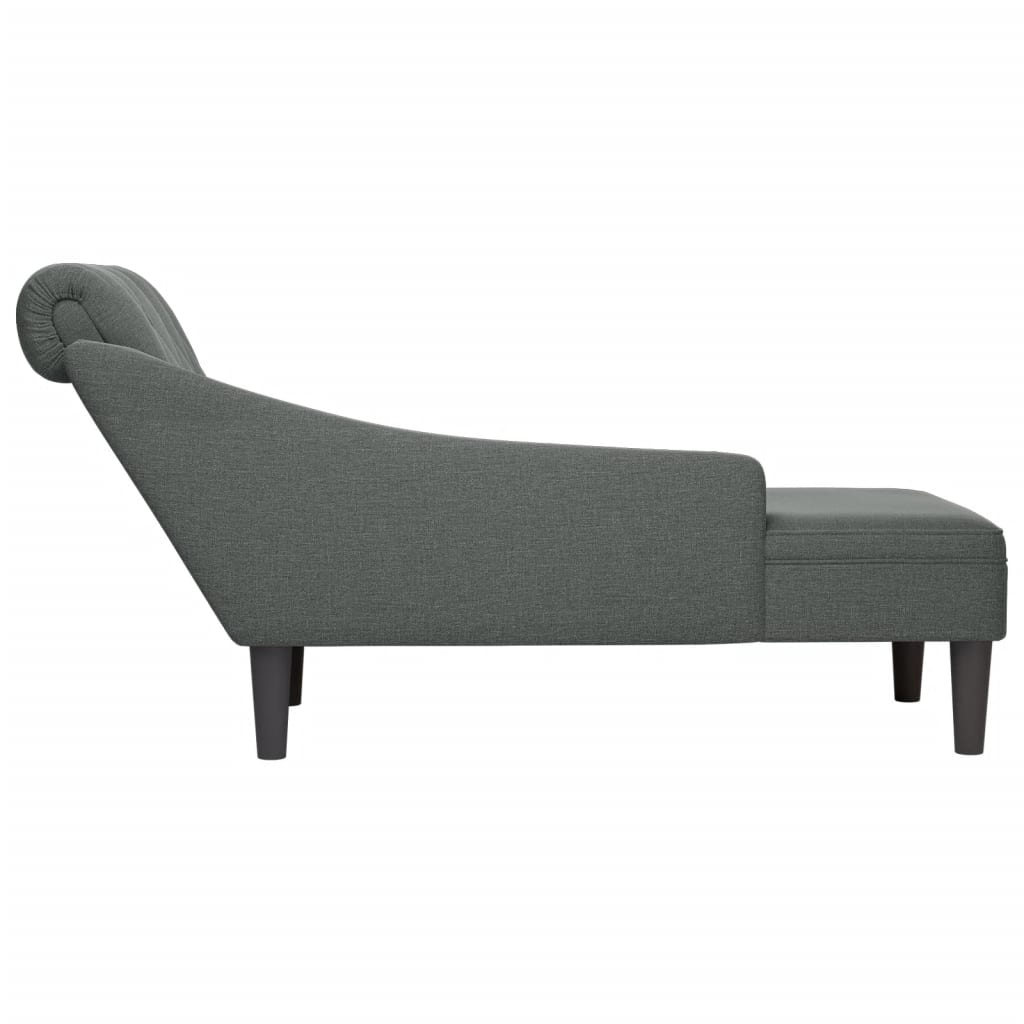 vidaXL Chaise longue met kussen en rechterarmleuning stof donkergrijs