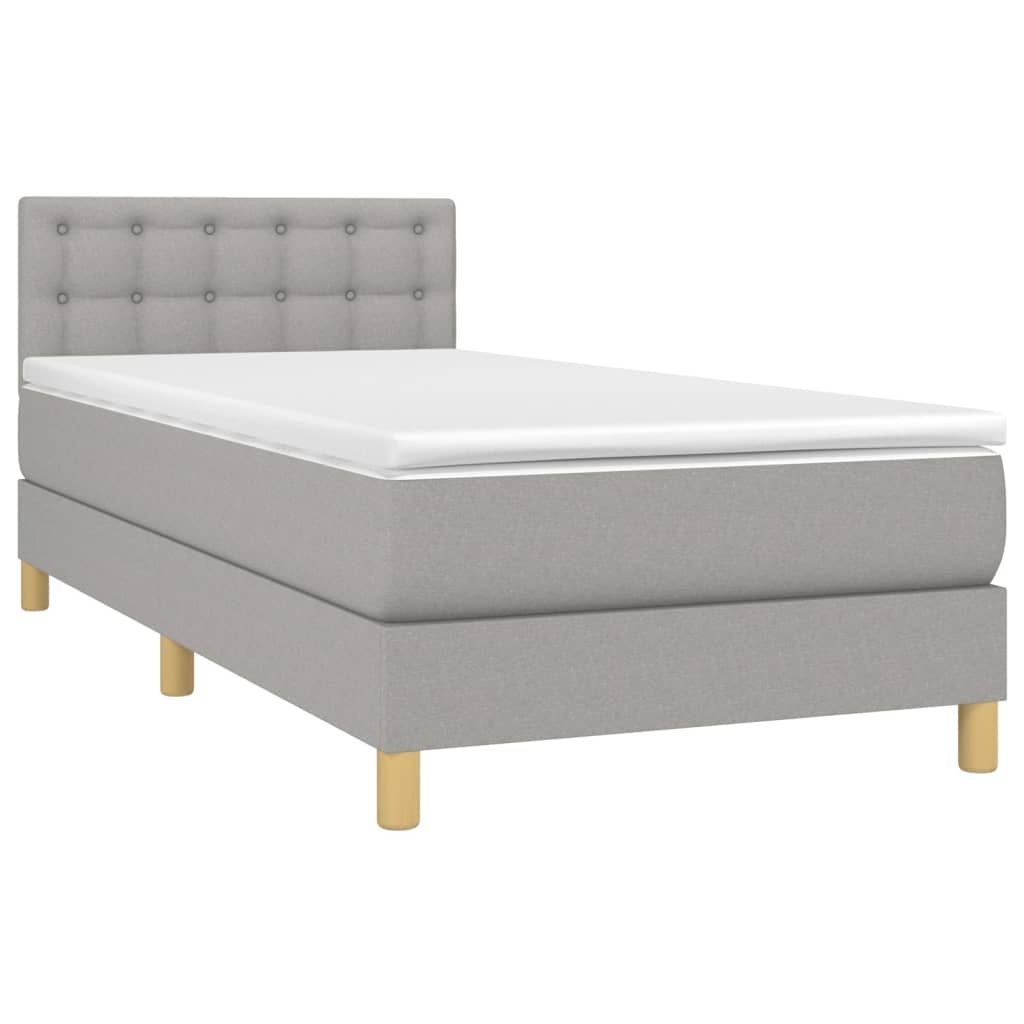 vidaXL Boxspring met matras stof lichtgrijs 90x190 cm