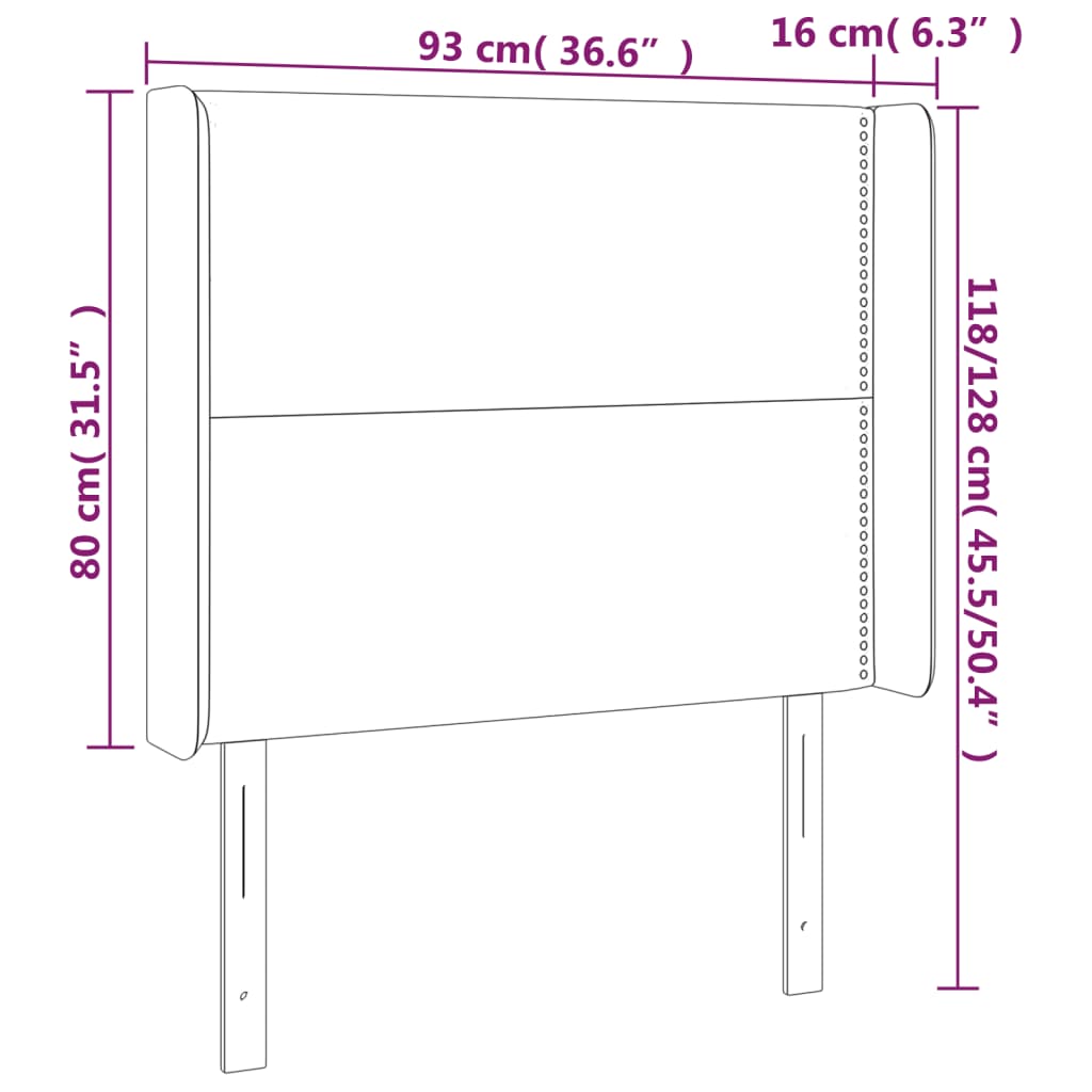 vidaXL Hoofdbord met randen 93x16x118/128 cm stof donkerbruin