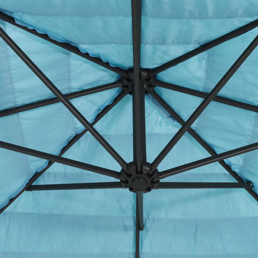 vidaXL Parasol met stalen paal 388x388x248 cm blauw