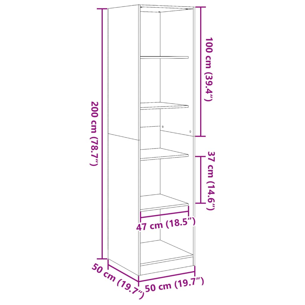 vidaXL Kledingkast 50x50x200 cm bewerkt hout wit