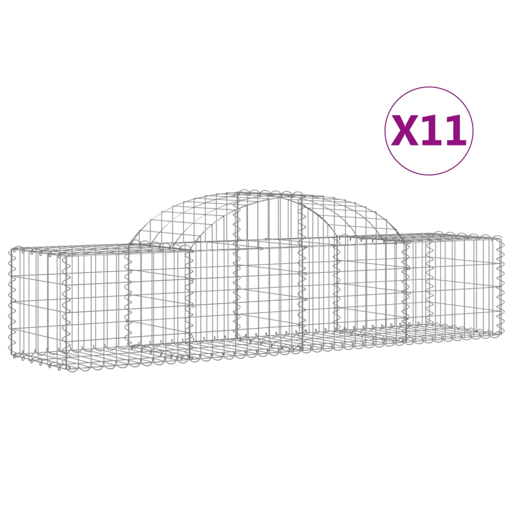 vidaXL Schanskorven 11 st gewelfd 200x50x40/60 cm gegalvaniseerd ijzer