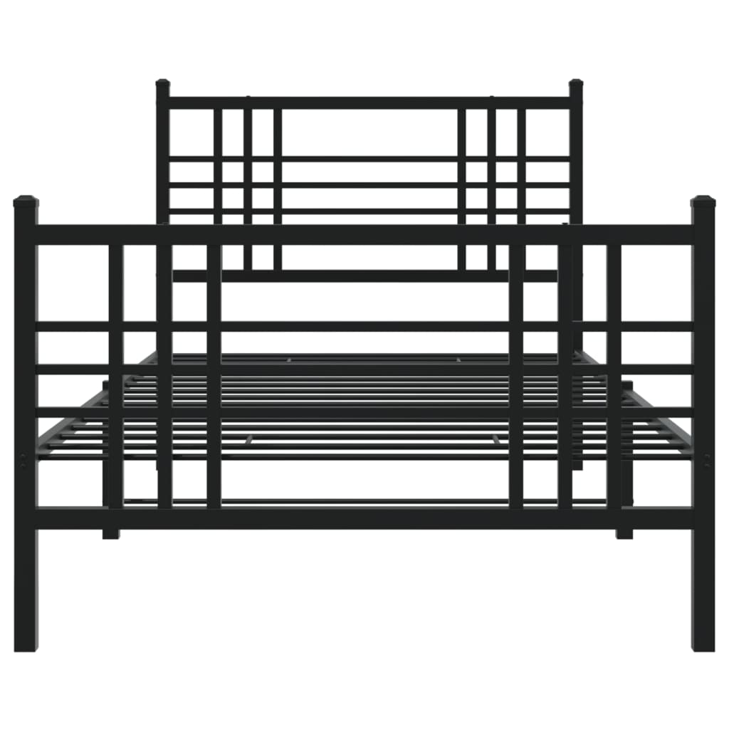 vidaXL Bedframe met hoofd- en voeteneinde metaal zwart 100x190 cm