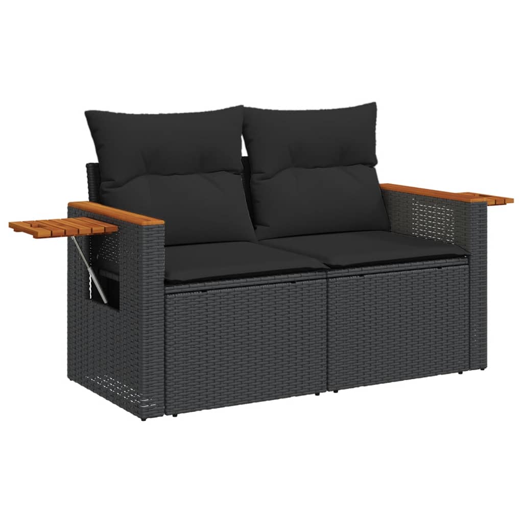 vidaXL 11-delige Loungeset met kussens poly rattan zwart