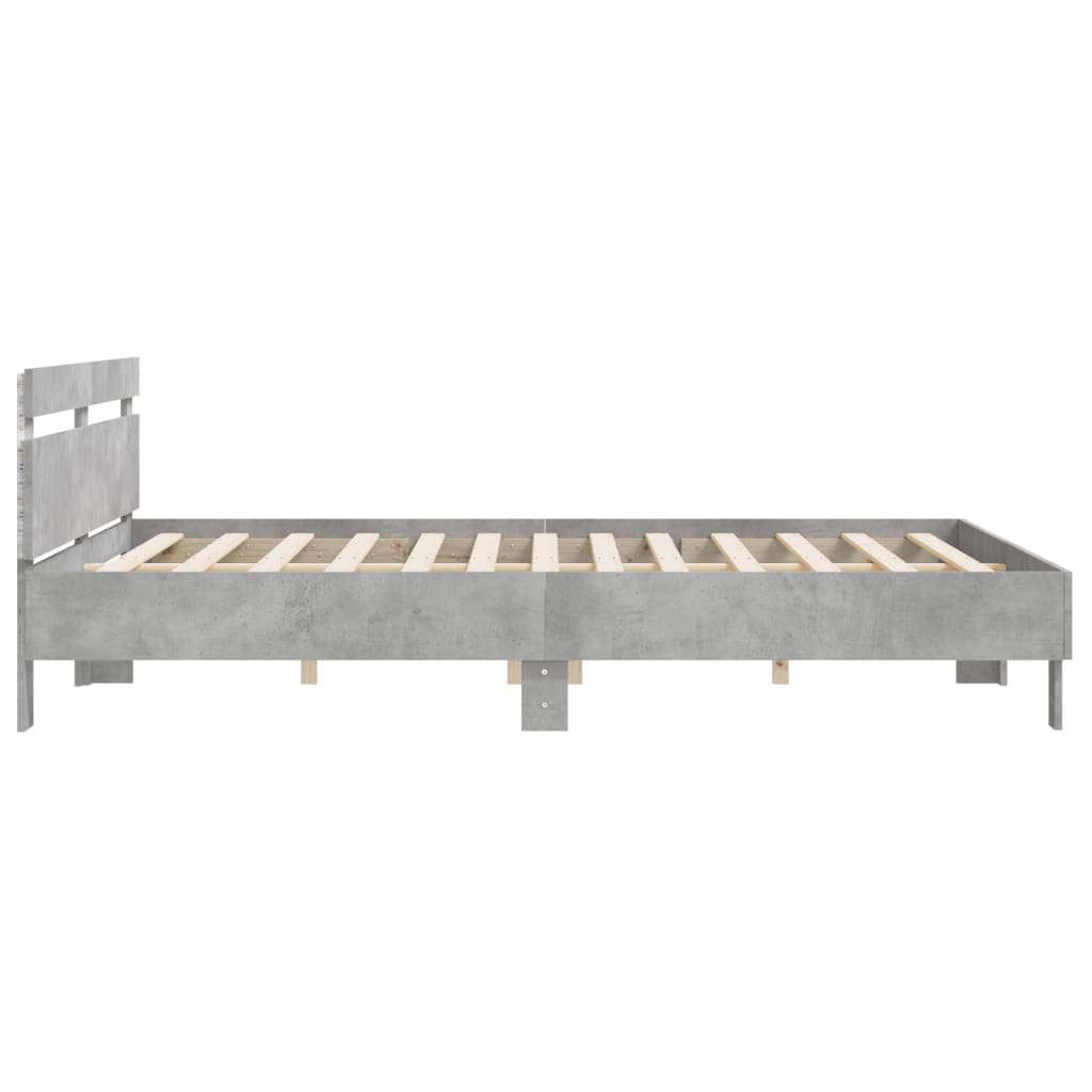 vidaXL Bedframe met hoofdeinde en LED-licht betongrijs 180x200 cm