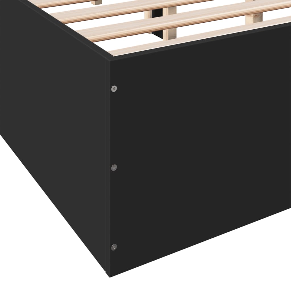 vidaXL Bedframe bewerkt hout zwart 135x190 cm