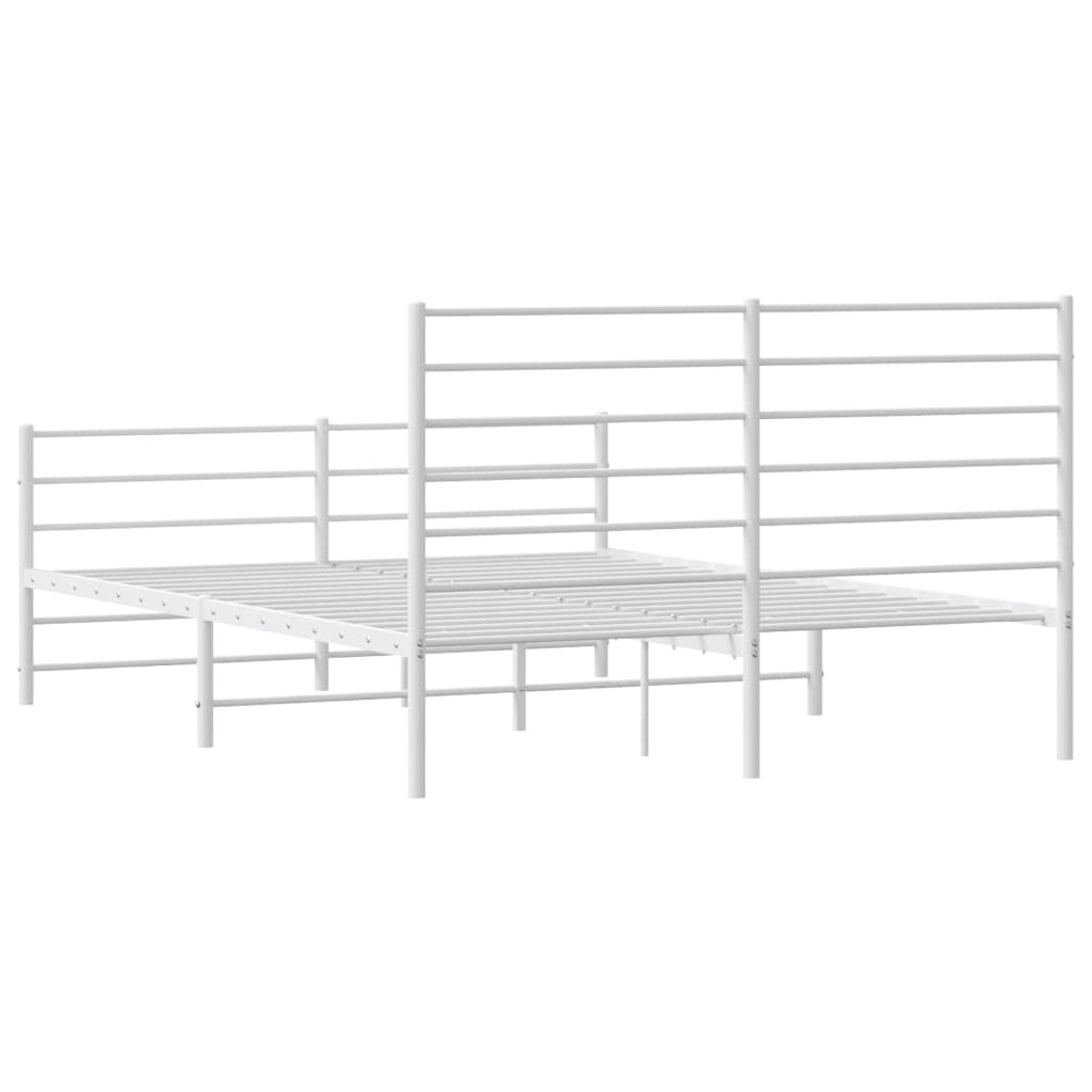 vidaXL Bedframe met hoofd- en voeteneinde metaal wit 140x190 cm