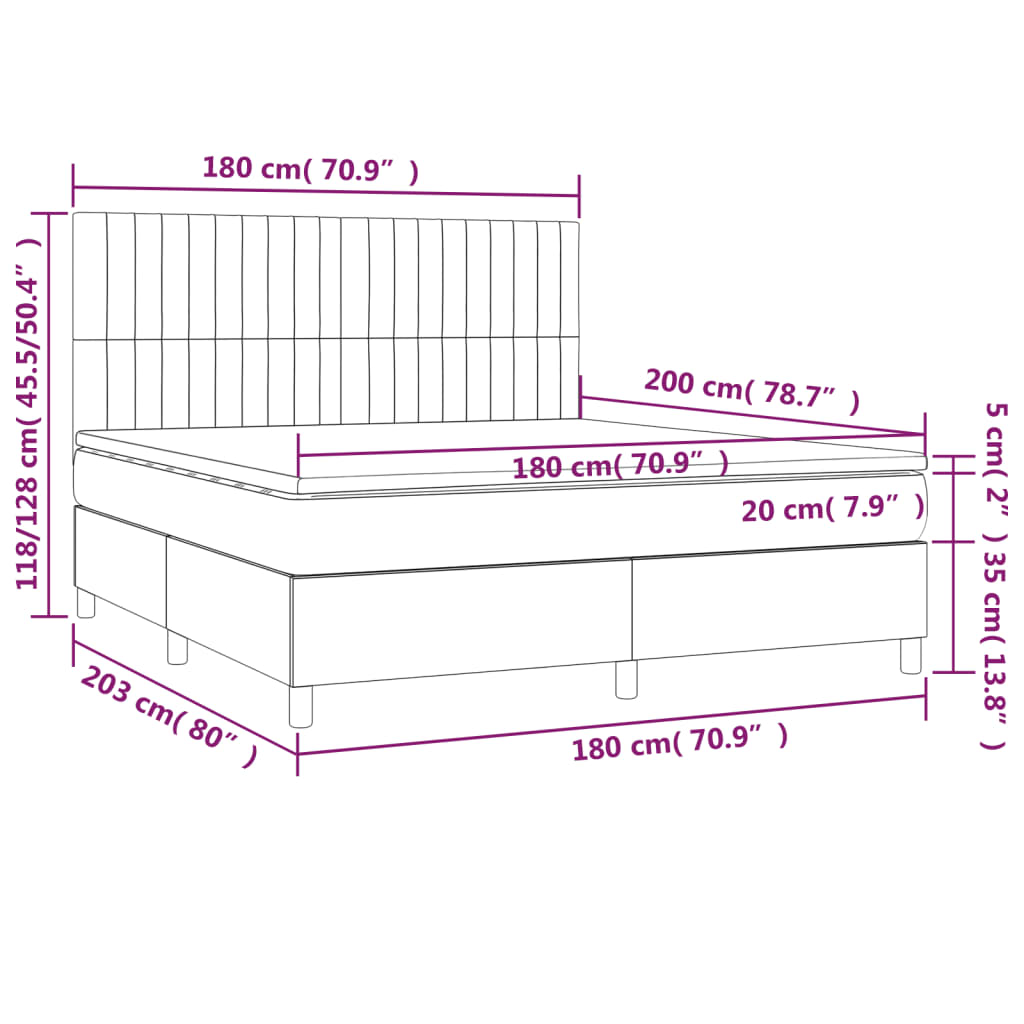 vidaXL Boxspring met matras fluweel zwart 180x200 cm