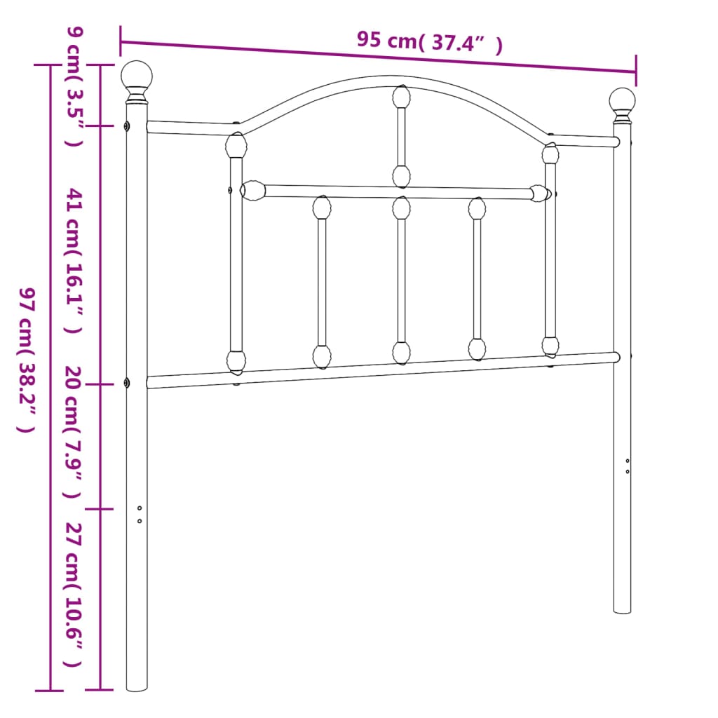 vidaXL Hoofdbord 90 cm metaal wit