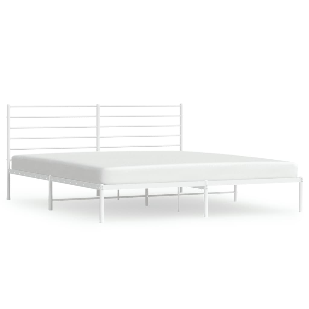 vidaXL Bedframe met hoofdbord metaal wit 193x203 cm