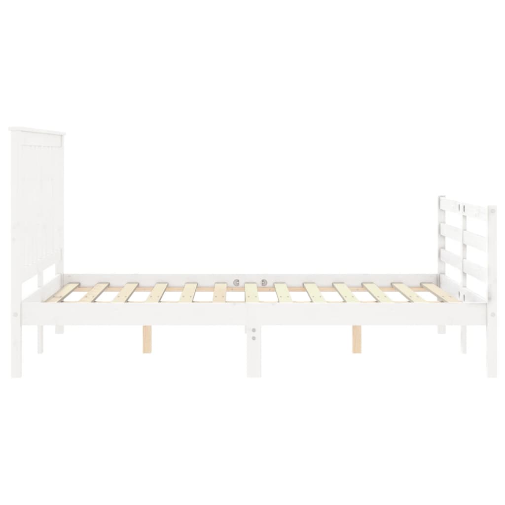 vidaXL Bedframe met hoofdbord massief hout wit