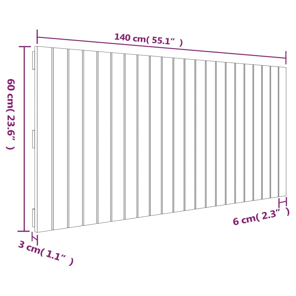 vidaXL Wandhoofdbord 140x3x60 cm massief grenenhout honingbruin