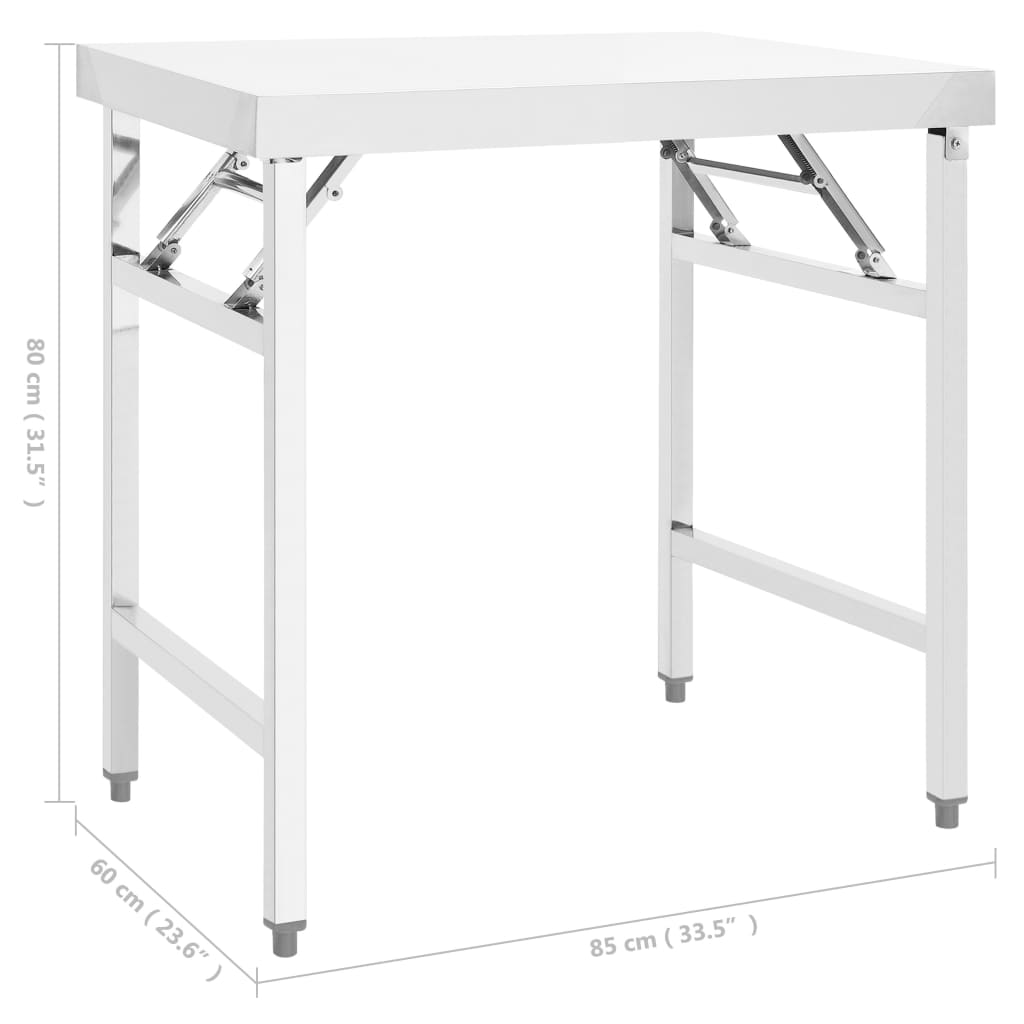 vidaXL Keukenwerktafel inklapbaar 85x60x80 cm roestvrij staal