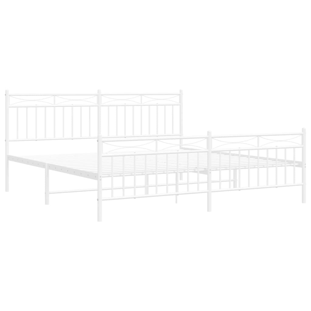 vidaXL Bedframe met hoofd- en voeteneinde metaal wit 180x200 cm