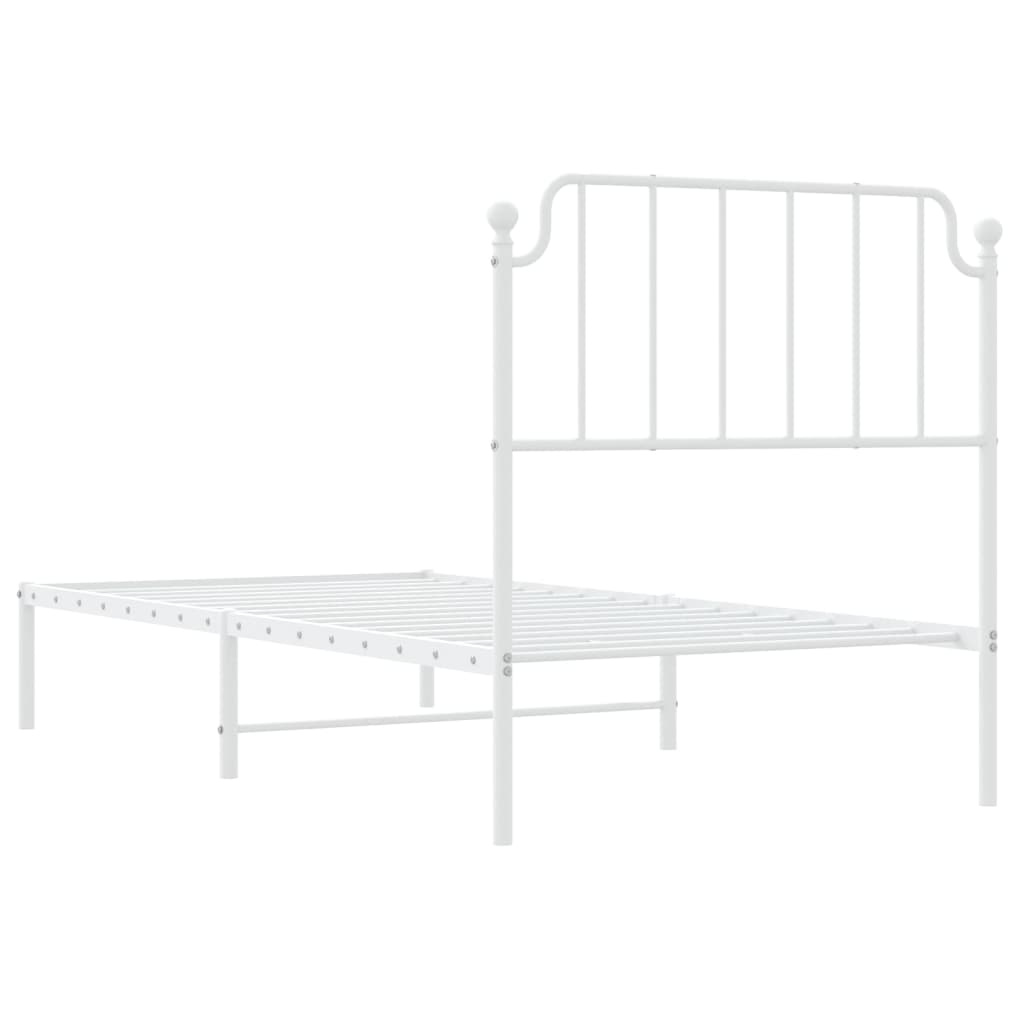 vidaXL Bedframe met hoofdbord metaal wit 90x190 cm