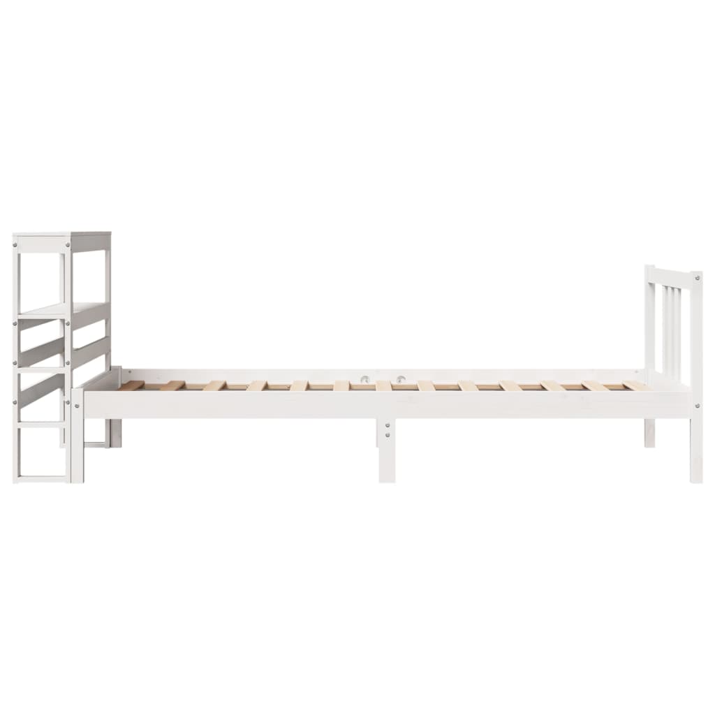 vidaXL Bedframe met hoofdeinde 100x200 cm massief grenenhout wit