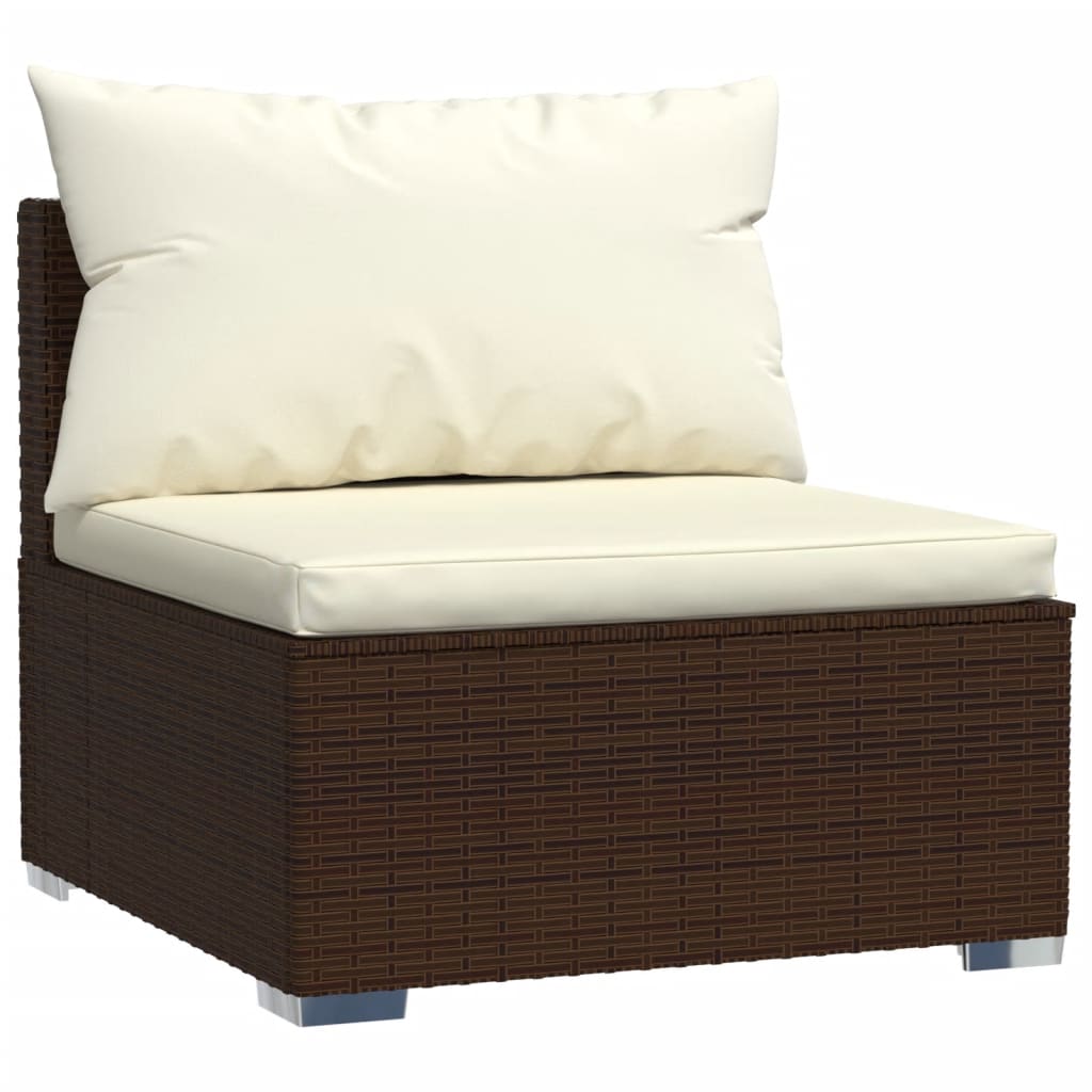 vidaXL 9-delige Loungeset met kussens poly rattan bruin