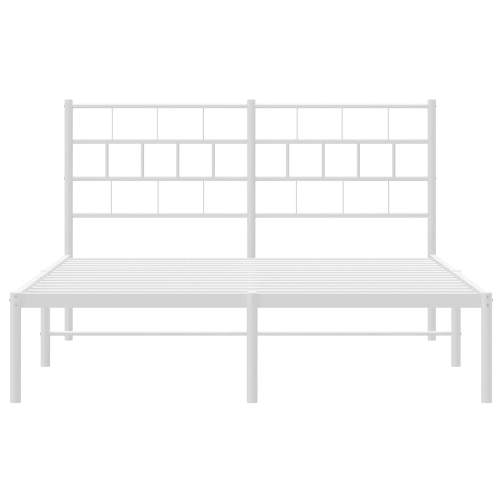 vidaXL Bedframe met hoofdbord metaal wit 140x190 cm