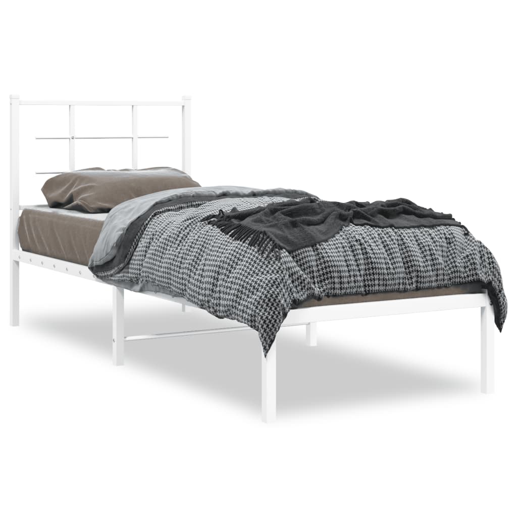 vidaXL Bedframe met hoofdbord metaal wit 80x200 cm