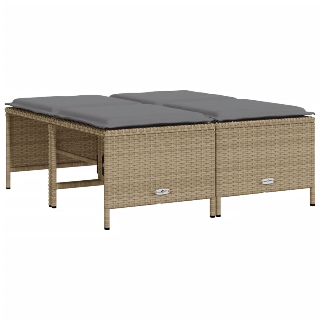 vidaXL 5-delige Loungeset met kussens poly rattan beige