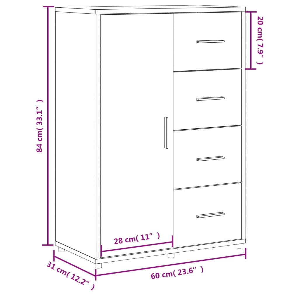 vidaXL Dressoirs 2 st 60x31x84 cm bewerkt hout zwart