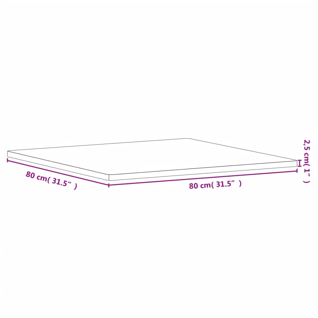 vidaXL Tafelblad vierkant 80x80x2,5 cm massief beukenhout