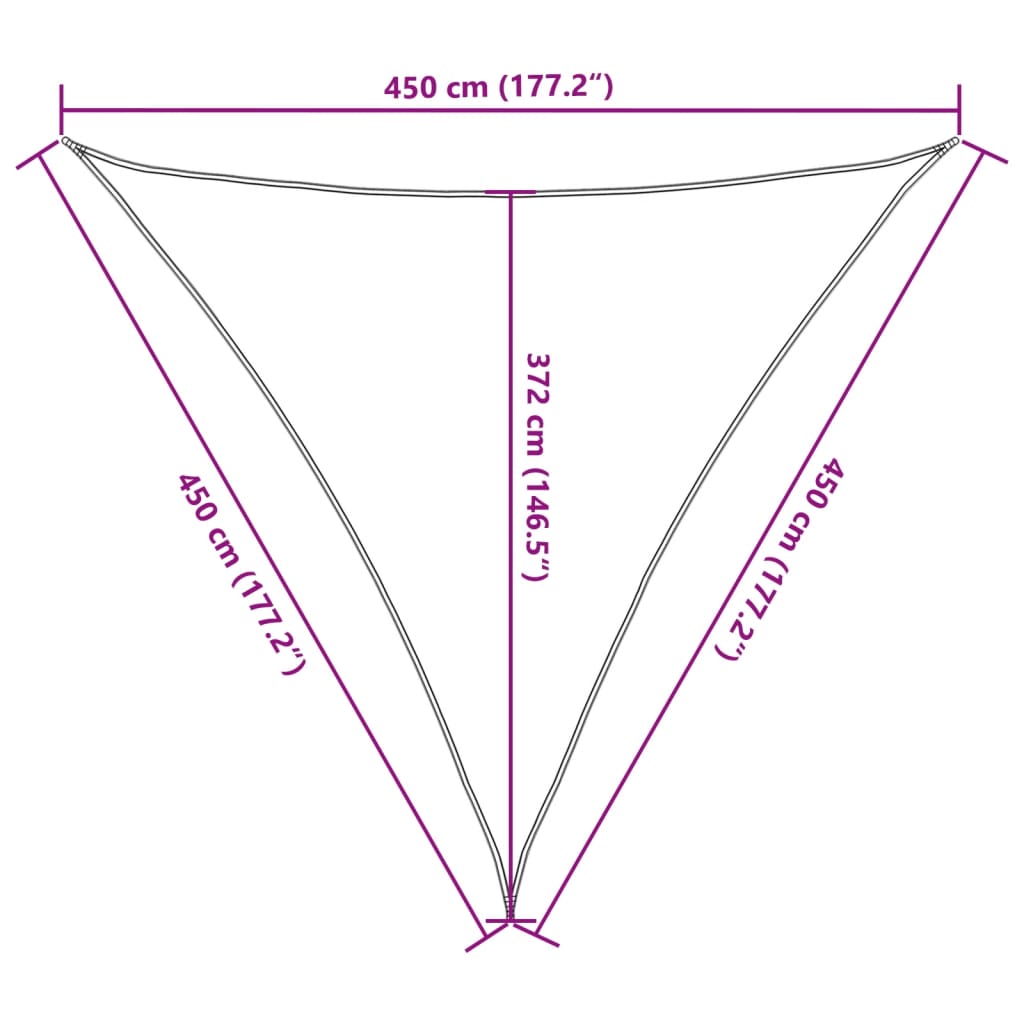 vidaXL Zonnezeil 4,5x4,5x4,5 m 100% polyester oxford lichtgrijs