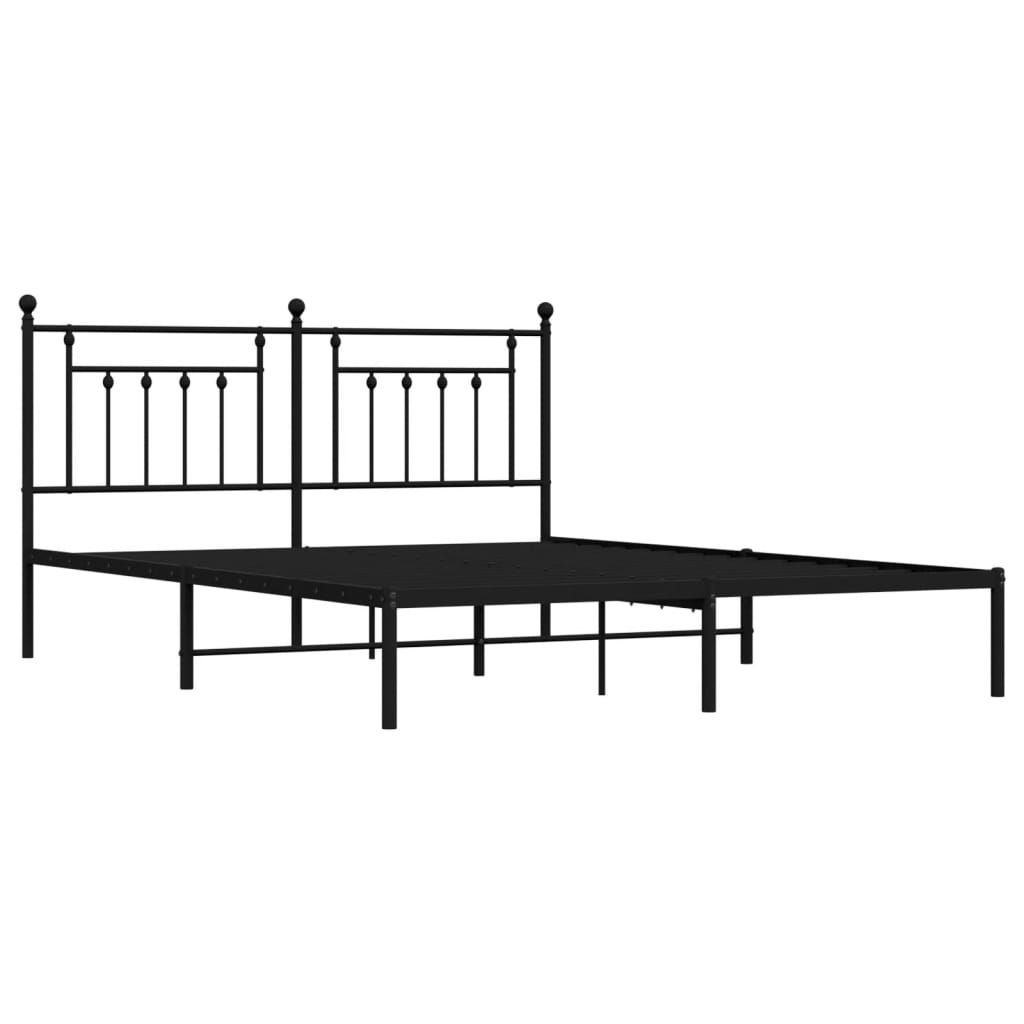 vidaXL Bedframe met hoofdbord metaal zwart 183x213 cm