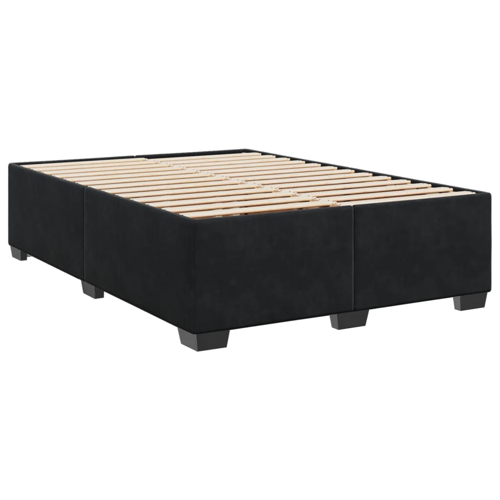 vidaXL Boxspring met matras fluweel zwart 140x190 cm