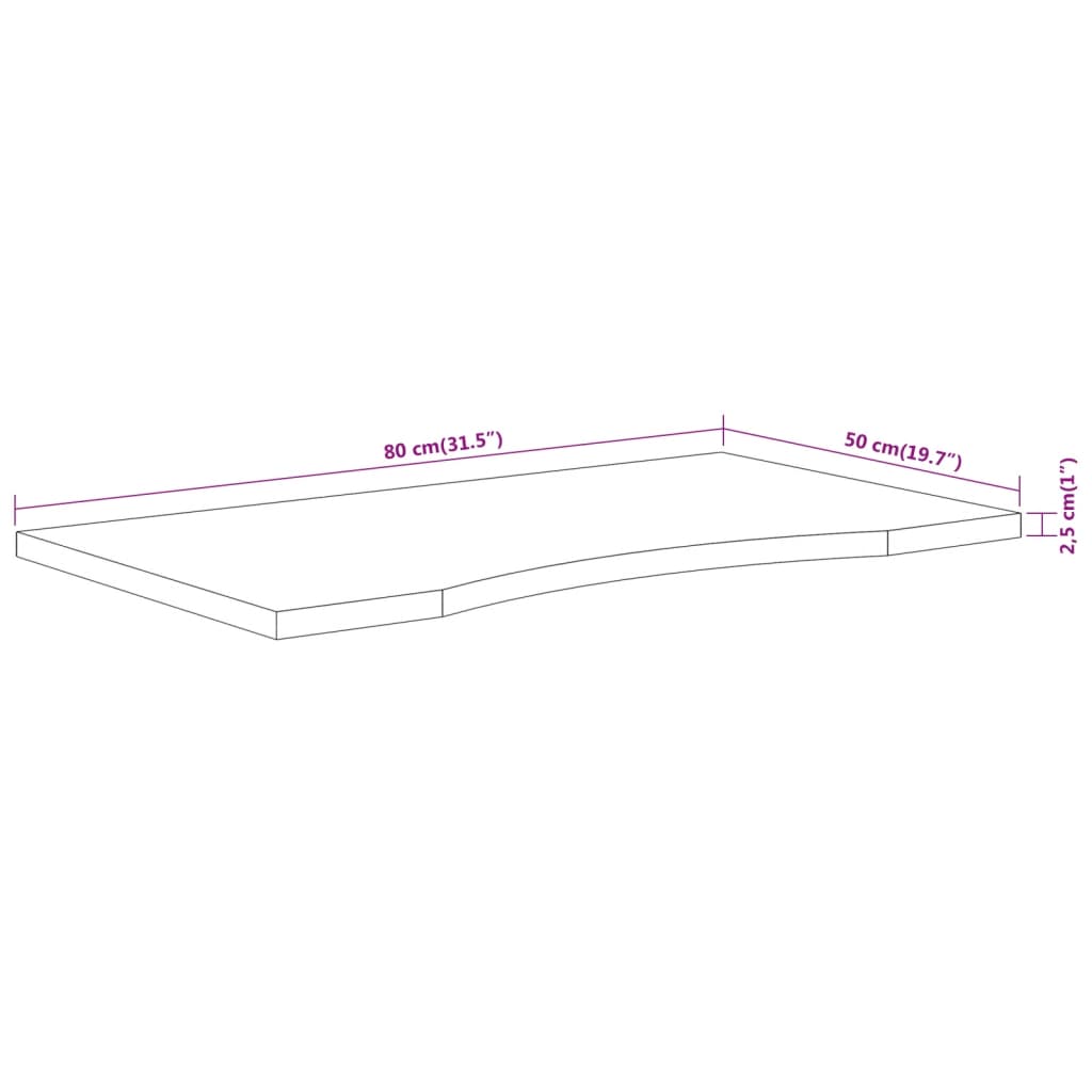 vidaXL Bureaublad rechthoekig 80x50x2,5 cm massief acaciahout